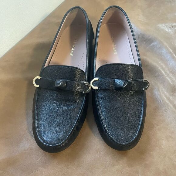 Cole Haan Women's Evelyn Bow Driver Black Leather Loafers Size 8.5B - Picture 8 of 10